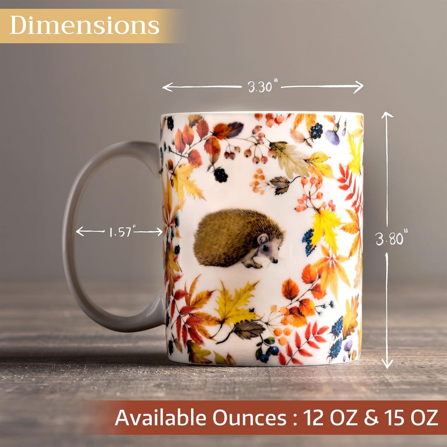 Maison d' Hermine Coffee Mug with Handles Fine Bone China Mugs Pack of Two Tea Cups for Hot Beverages Cappuccino Latte Home Restaurant Office Perfect for Gift (Sous-Bois, 15 Ounce)