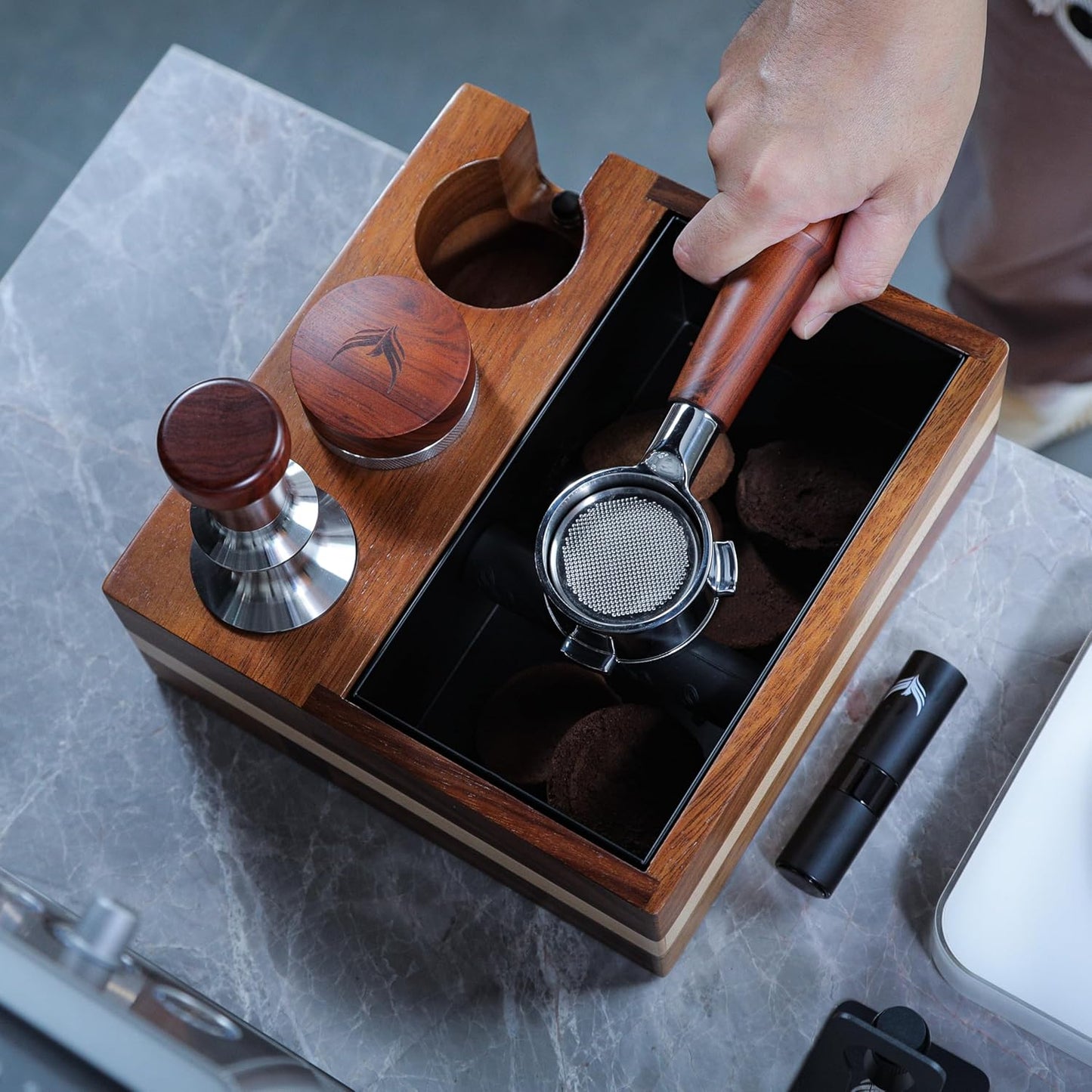 Espresso Knock Box and Tamping Station 58mm Espresso Accessories Organizer Box