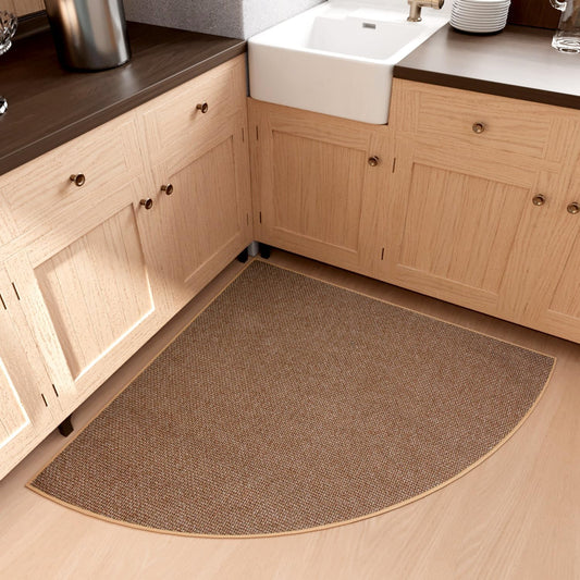 Fan Shaped Kitchen Mat 1 PCS, Cushioned Non Slip Rugs for Kitchen Floor, Absorbent Runner Comfort Standing Mats Washable for Kitchen, Office, Home (Brown, Radius 47")