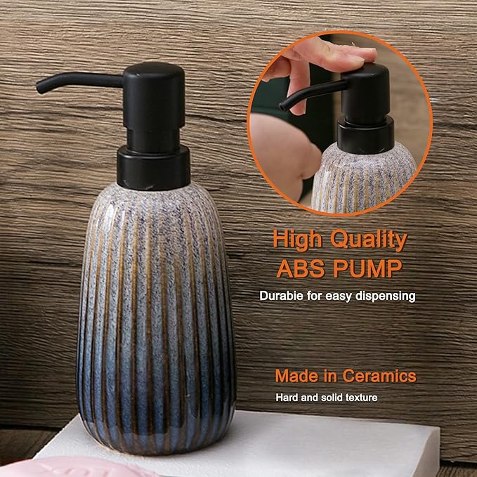 Bathroom Accessories Sets Complete -Set 4 Pcs, Ceramic Bathroom Accessory Bath Ensemble Includes Soap Dispenser, Toothbrush Holder, Toothbrush Cup, Soap Dish for Modern Bathroom Home Decor