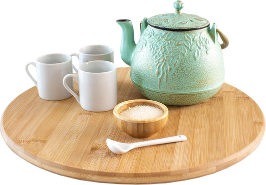 Lazy Susan Organizer for Cabinet, Pantry or Tabletop – 14" Bamboo Turntable for Kitchen, Counter or Spice Rack Storage