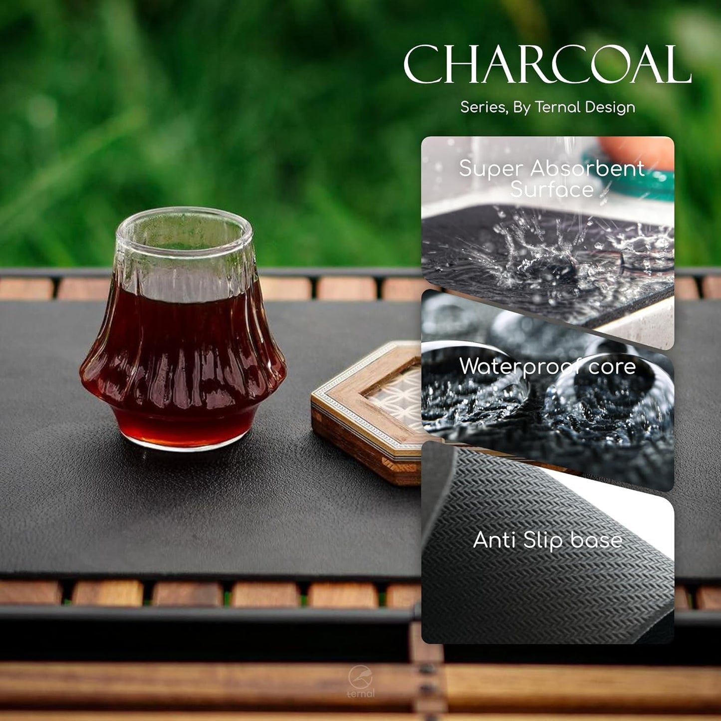 Ternal Dripguards - Absorbent Counter Mat, General Purpose Mat for Water, Oil, Syrup, Coffee & Bar. Fast Drying Top with Waterproof Core & Non-Slip Bottom [5.1x6.8in]
