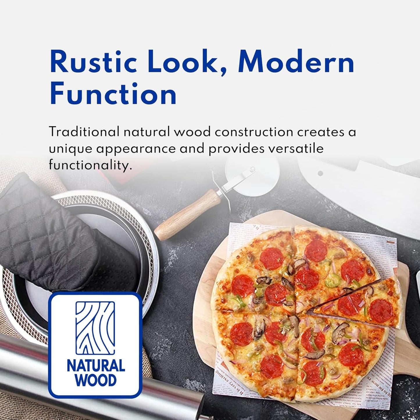 New Star Foodservice 50325 Restaurant-Grade Wooden Pizza Peel, 16" L x 14" W Plate, with 26" L Wooden Handle, 42" Overall Length