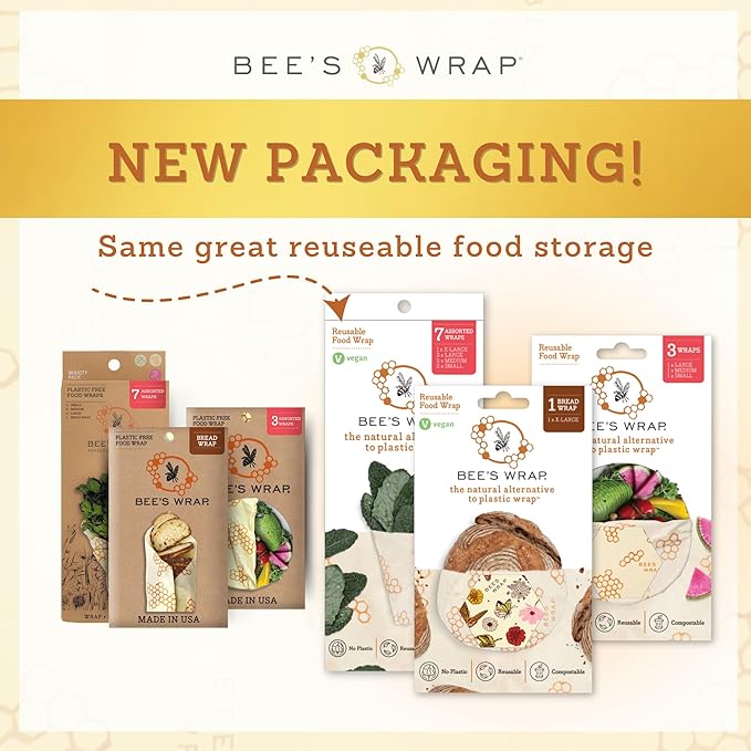 Bee's Wrap Beeswax Wraps for Food - Mushroom Magic Cut to Size 14x52" Wax Paper Roll - Made in USA Reusable Waxed Paper & Bowl Covers - Organic Eco-Friendly Alternative to Aluminum Foil & Plastic Wrap