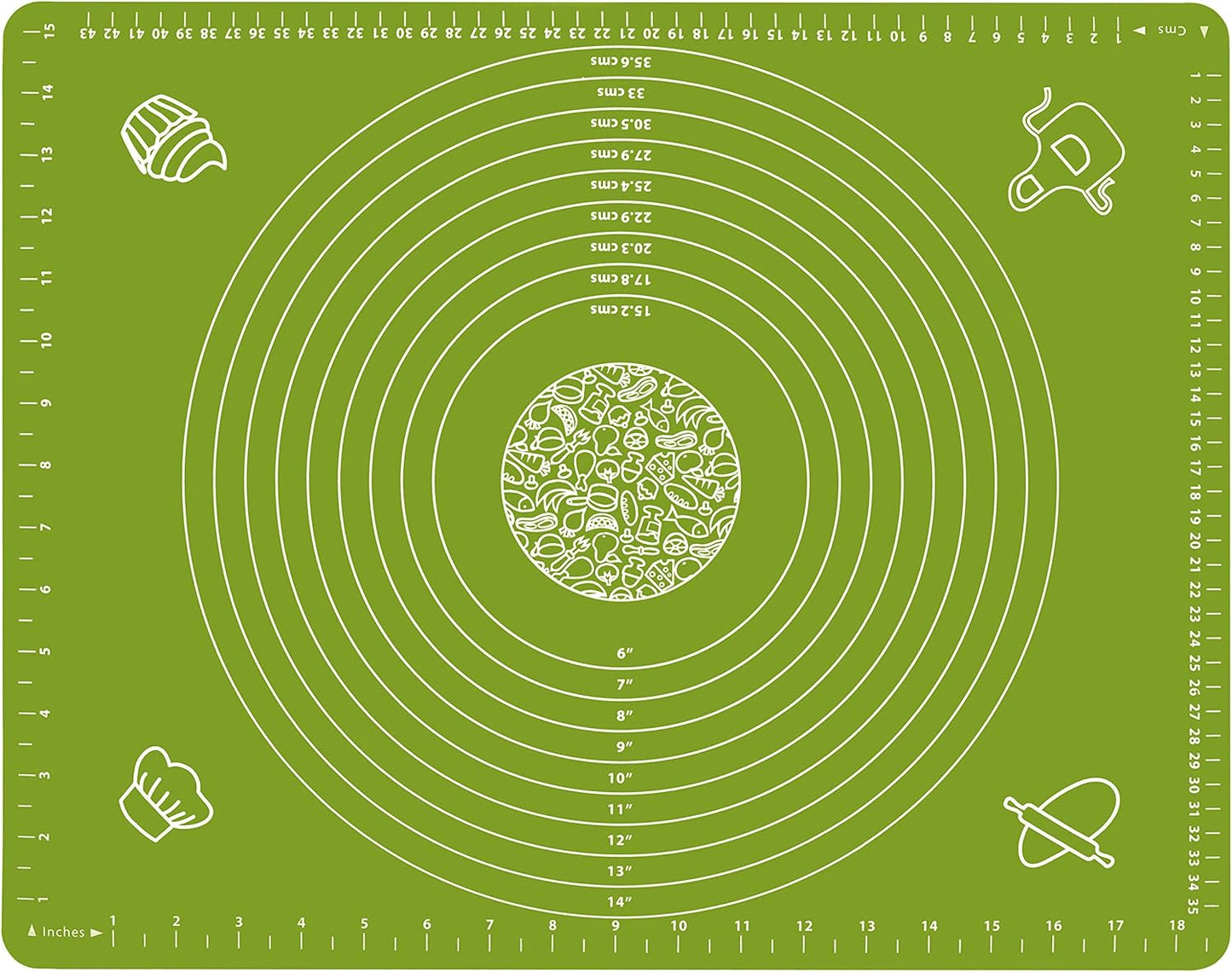 Silicone Baking Mat for Pastry Rolling Dough with Measurements, 19.7" x 15.7" BPA Free Non stick and Non Slip Green Table Sheet Baking Supplies for Bake Pizza Cake