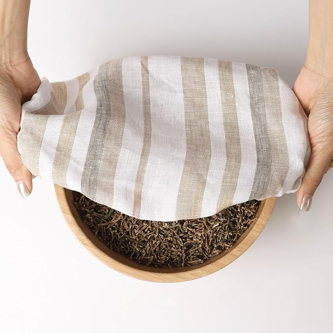 100% Linen Bowl Covers Reusable For Bread Proofing, 4 Pcs Elastic Cloth Fabric Colorful Stripe Bowl Covers, 5.9 * 7.9 * 9.8 * 11.8 Inches, Colorful 1