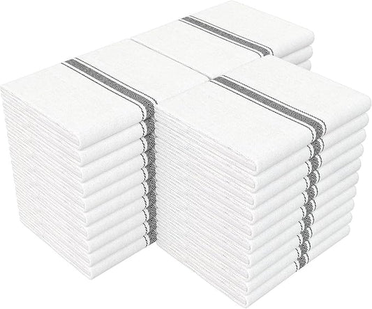 RIVERSTREAM Dish Towels - (Black, 30-Pack) 100% Cotton, 14 x 25 Inches, Super Absorbent, Reusable Cleaning Kitchen Dish Towels Set