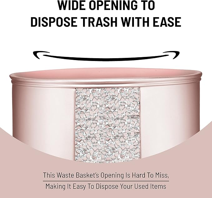 Zahari Home 2pc Sinatra Modern Bath Accessories Set Waste Basket & Tissue Box Modern Decorative Beautiful Designs Bathroom Decor Set for Home Blush Bathroom Set Mosaic Glass