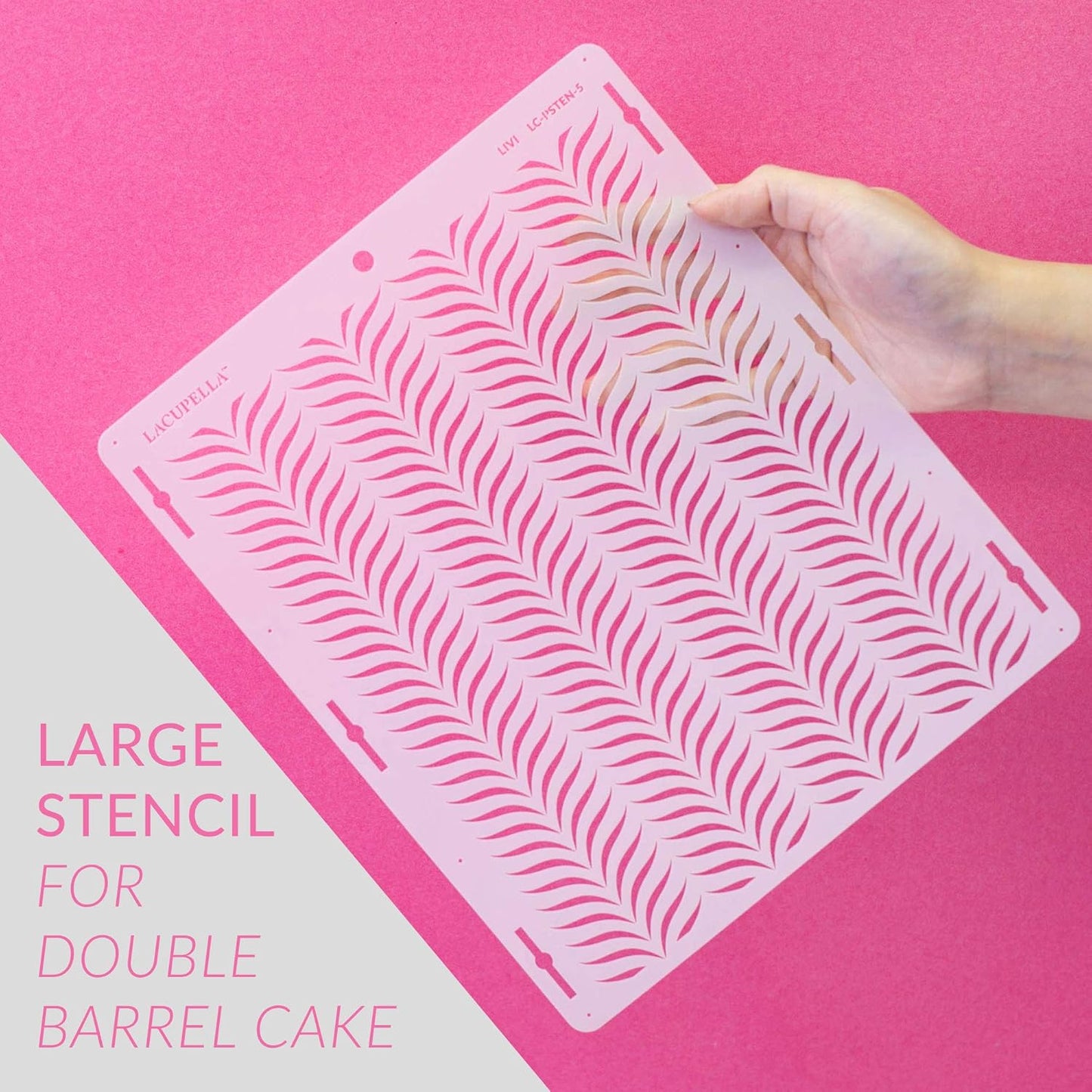 Cake Stencil - Seamless Delicate Pattern for Decorating Tall Double Barrel Cake to Use with Buttercream, Royal Icing, Ganache, Paint, Airbrush (Riya)