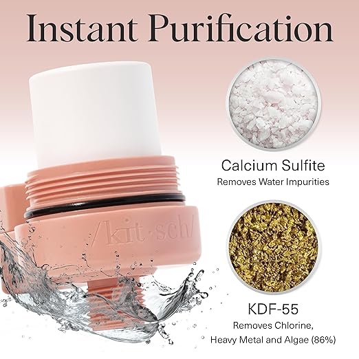Kitsch Shower Head Filter for Hard Water – Shower Filter with KDF-55 & Calcium Sulfite, Helps Reduce Chlorine & Impurities, Water Softener - Bathroom Accessories for Healthier Hair & Skin - Terracotta