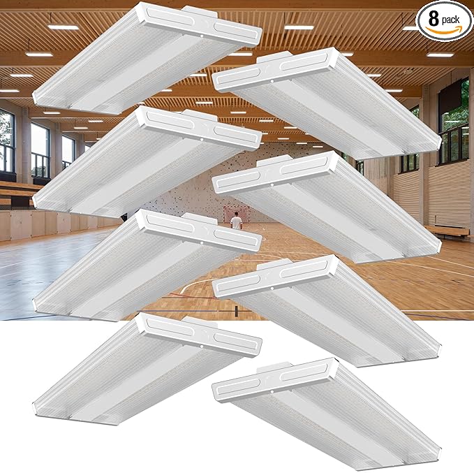 Lightdot 2FT LED High Bay Shop Lights, 100-277V 【Driver Equipped, 5 Years】 200W 28000LM [Eqv. 800W MH/HPS] 5000K Diamond Diffusion Linear Hanging Light for Warehouse -ETL Listed, 8Pack