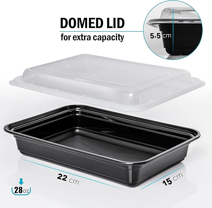 Igluu Meal Prep Containers [10 pack] 1 Compartment with Airtight Lids - Plastic Food Storage Bento Box - BPA Free - Reusable Lunch Boxes - Microwavable, Freezer and Dishwasher Safe (28 oz)