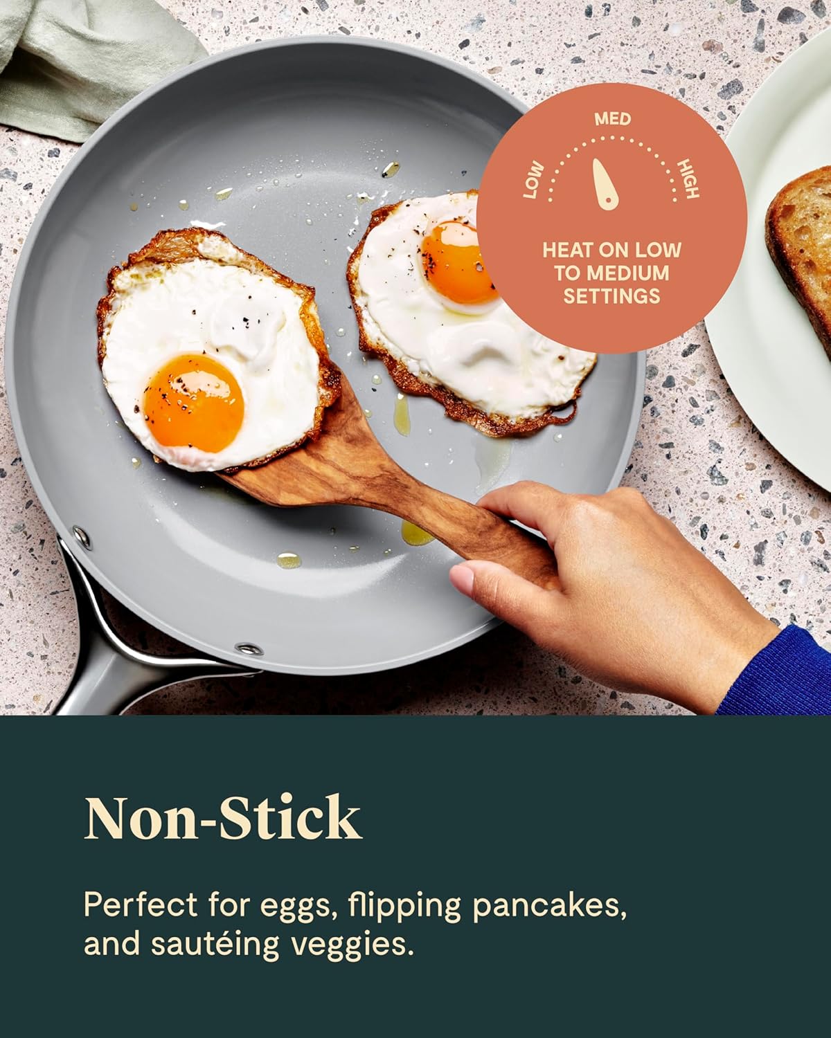 Caraway Ceramic Fry Pan Duo with Glass Lids - Non-Stick Frying Pans (10.5” & 8”) - Non Toxic, PTFE & PFOA Free - Oven Safe & Compatible with All Stovetops – Gray