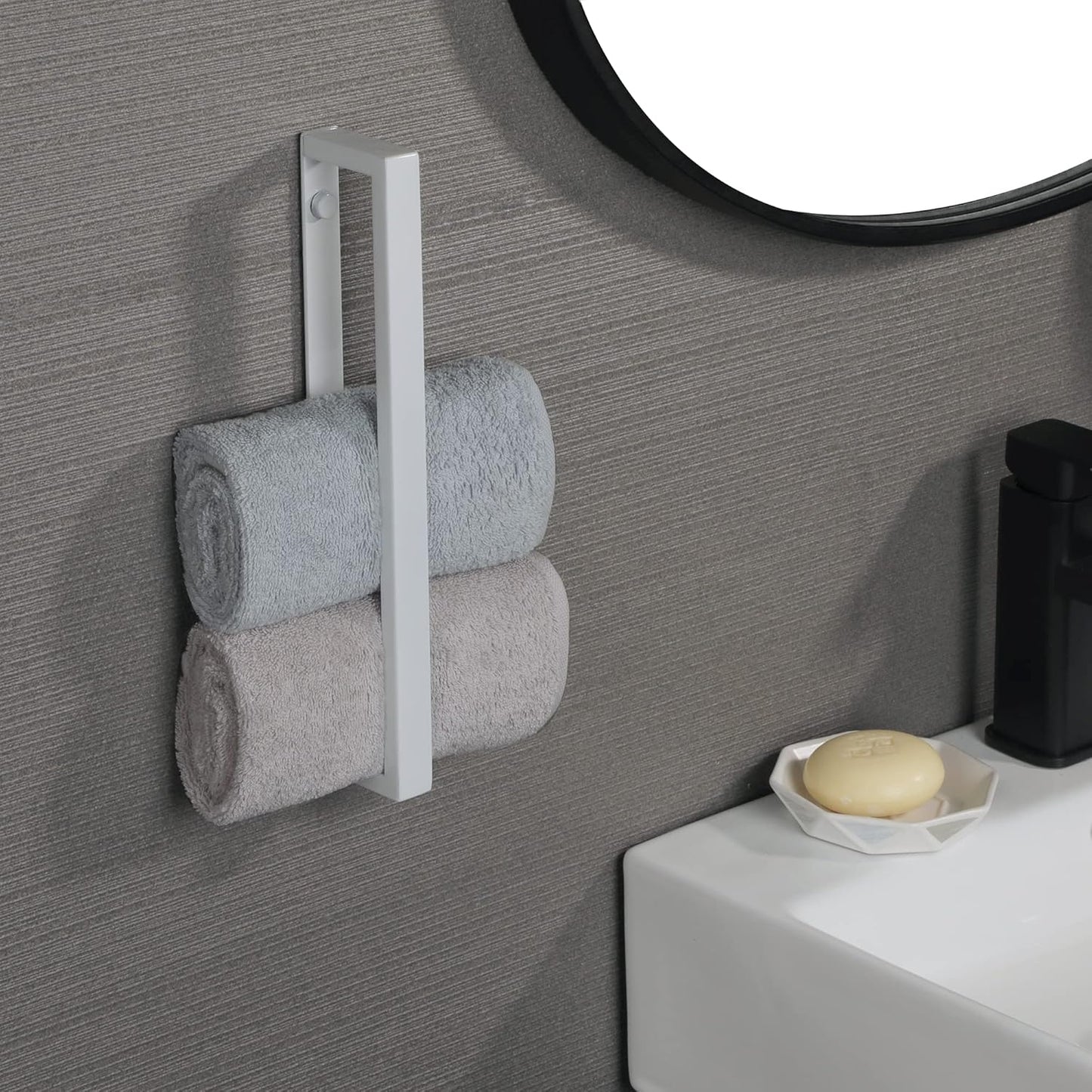Alise Bath Towel Bar,Wall Mount Towel Holder Towel Rack Towel Hanger for Bathroom Lavatory,12 Inch SUS304 Stainless Steel Towel Rail,White Finish GJF030-W