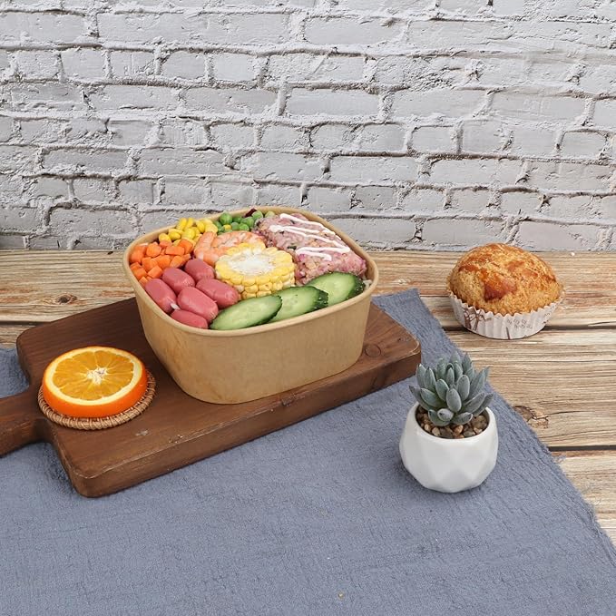 40 oz Disposable Kraft paper bowls with lids,Food containers Soup Bowls Party Supplies Treat Bowls 50 Pack