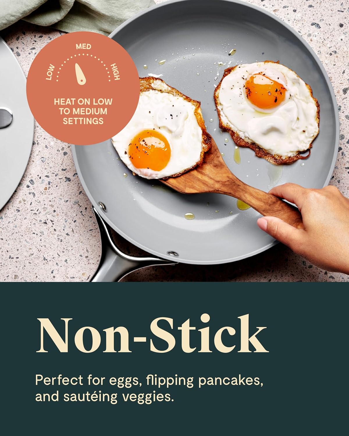 Caraway Fry Pan Duo - Nonstick Ceramic Frying Pan (8" & 10.5”) - Non Toxic, PTFE & PFOA Free - Oven Safe & Compatible with All Stovetops (Gas, Electric & Induction) - Cream