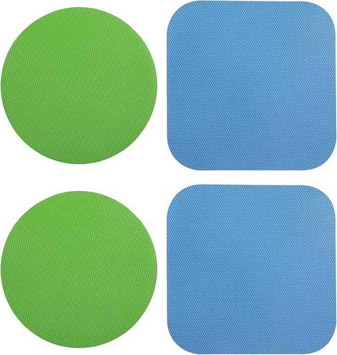 LUTER 4pcs Jar Opener, Rubber, Multi-function Silicone Bottle Opener for Seniors with Arthritis Weak Hands Lid Cap Gripper Pads Kitchen Coasters Gadgets(Light Blue, Green)