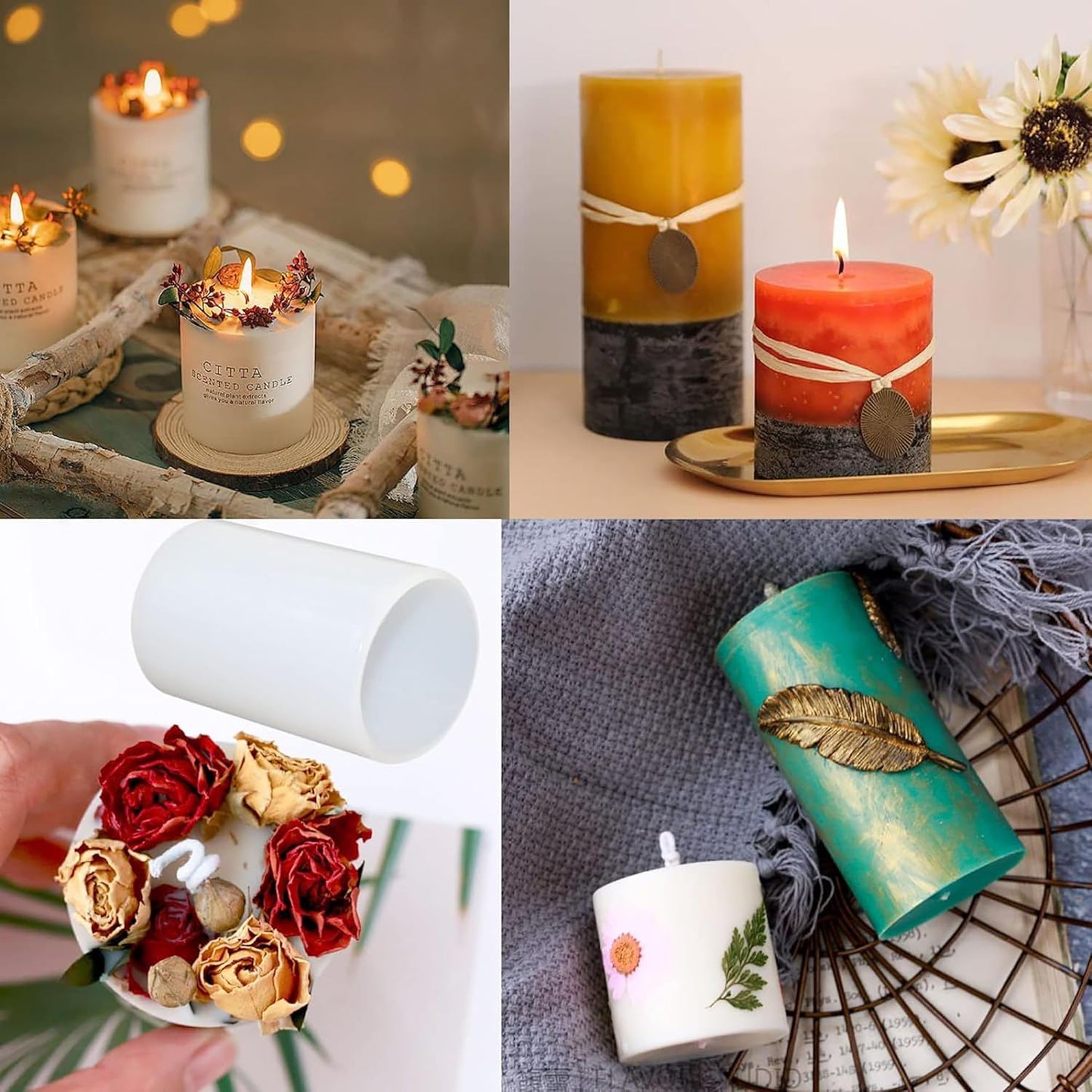 4 Pack Round Resin & Chocolate Silicone Mold - 3D Cylinder & Handmade Candle & Soap Mold