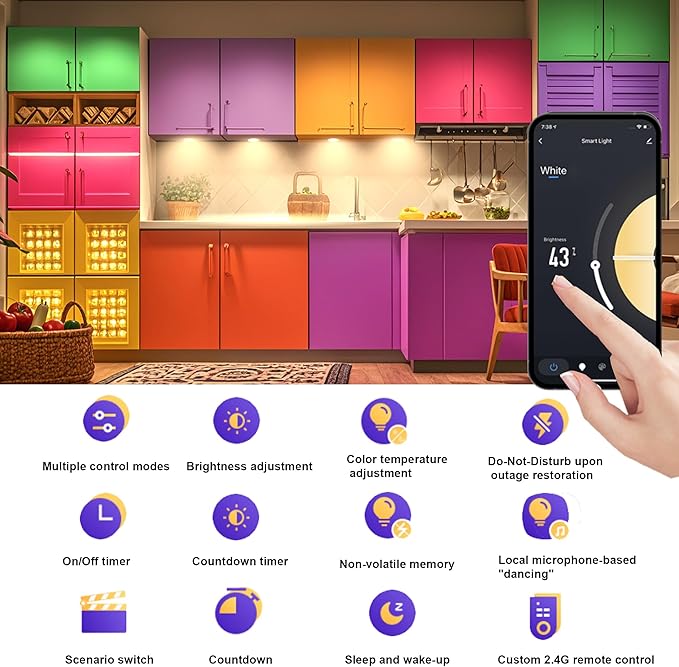 6 PCS Aluminum Puck WiFi White Color Temperature Adjustment Under Cabinet Lights Kit Work with Alexa,Google Assistant,App and RF Remote, with Timmer Dimmable Under Counter Lights for Kitchen Bedroom