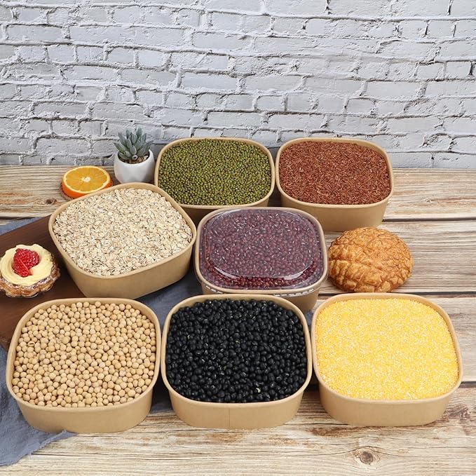 34 oz Disposable Kraft paper bowls with lids,Food containers Soup Bowls Party Supplies Treat Bowls 50 Pack