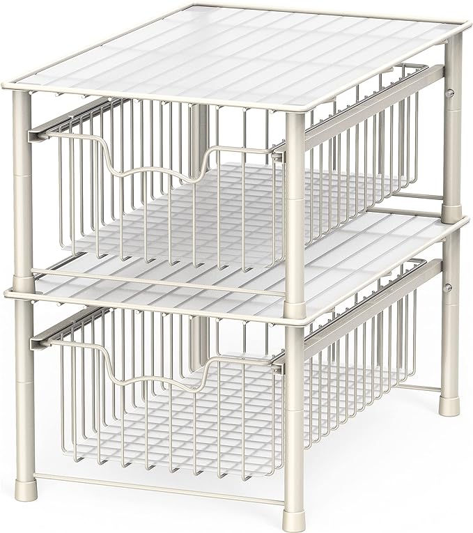 Simple Houseware Stackable Basket Drawer, White