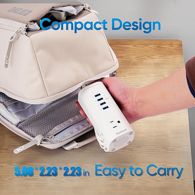 Power Strip Tower Surge Protector, TenTrend Flat Plug Extension Cord with 3AC Outlets & 8 USB Ports(4 USB-C), 115W Fast Charging Station for Home, Office Supplies, Dorm Room