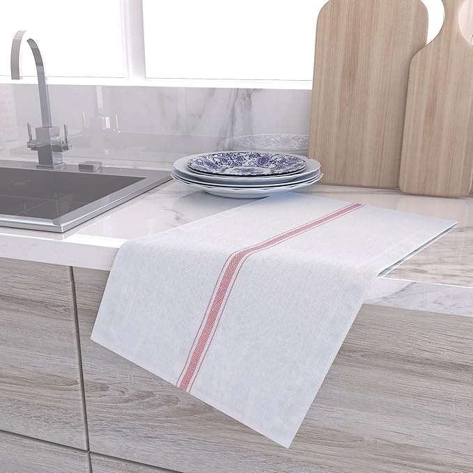 RIVERSTREAM Dish Towels - (Red, 30-Pack) 100% Cotton, 14 x 25 Inches, Super Absorbent, Reusable Cleaning Kitchen Dish Towels Set