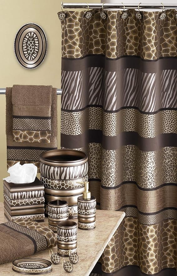 Zahari Home Safari Stripes Animal Bathroom Towel Set - 3 Piece Towel Set, Leopard and Cheetah Design with Zebra and Tiger Patterns