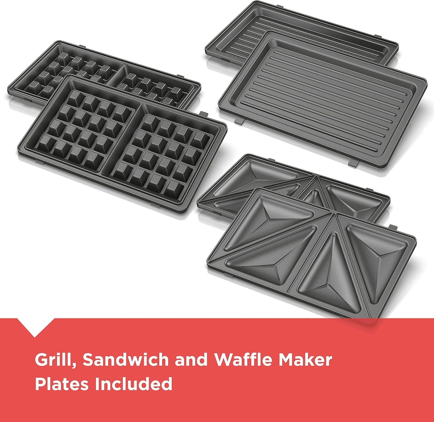 BLACK+DECKER 3-in-1 Waffle Iron, WM2000SD, Grill and Sandwich Press, Non-Stick Removable Plates, Space Saving Compact Design