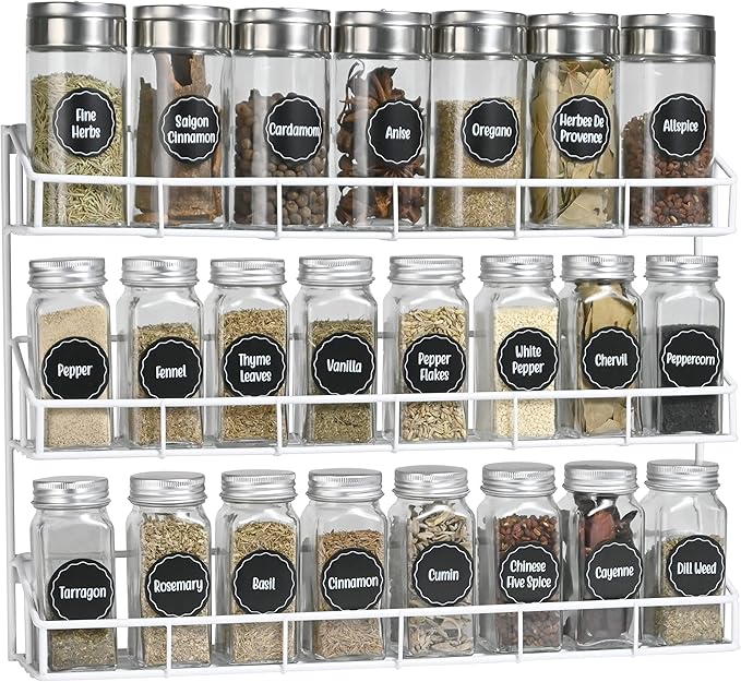 SUFAUY Wall Mounted Spice Rack, 6 Tier Heavy-Duty Metal Shelf for Kitchen Pantry, White