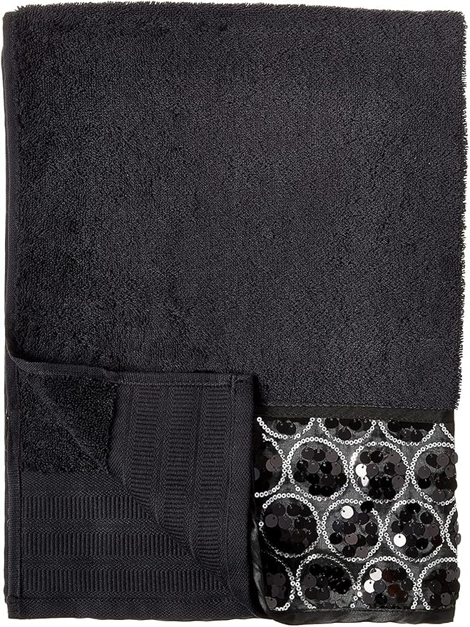Zahari Home Sinatra Modern Bathroom Towel Set - 3 Piece Luxury Contemporary Decor Bling Black Bath Towel Sets Soft, Plush and Highly Absorbent