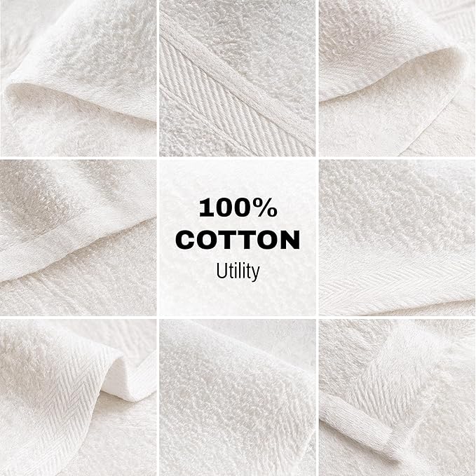 JMR Bulk-Friendly Essentials - Practical Cotton Towels - Economical 22" by 44" Multi-Purpose Towel - Absorbent, Quick-Drying, Soft, Lightweight - Ideal for Pool, Gym, Spa (White) - 36 Pack