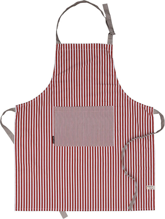 AMOUR INFINI Cotton Aprons for Women with Pockets Adjustable Strap and Waist Ties Washable Printed Aprons for Baking, Cooking, Gardening (27.5 x 33 Inches - Rust)
