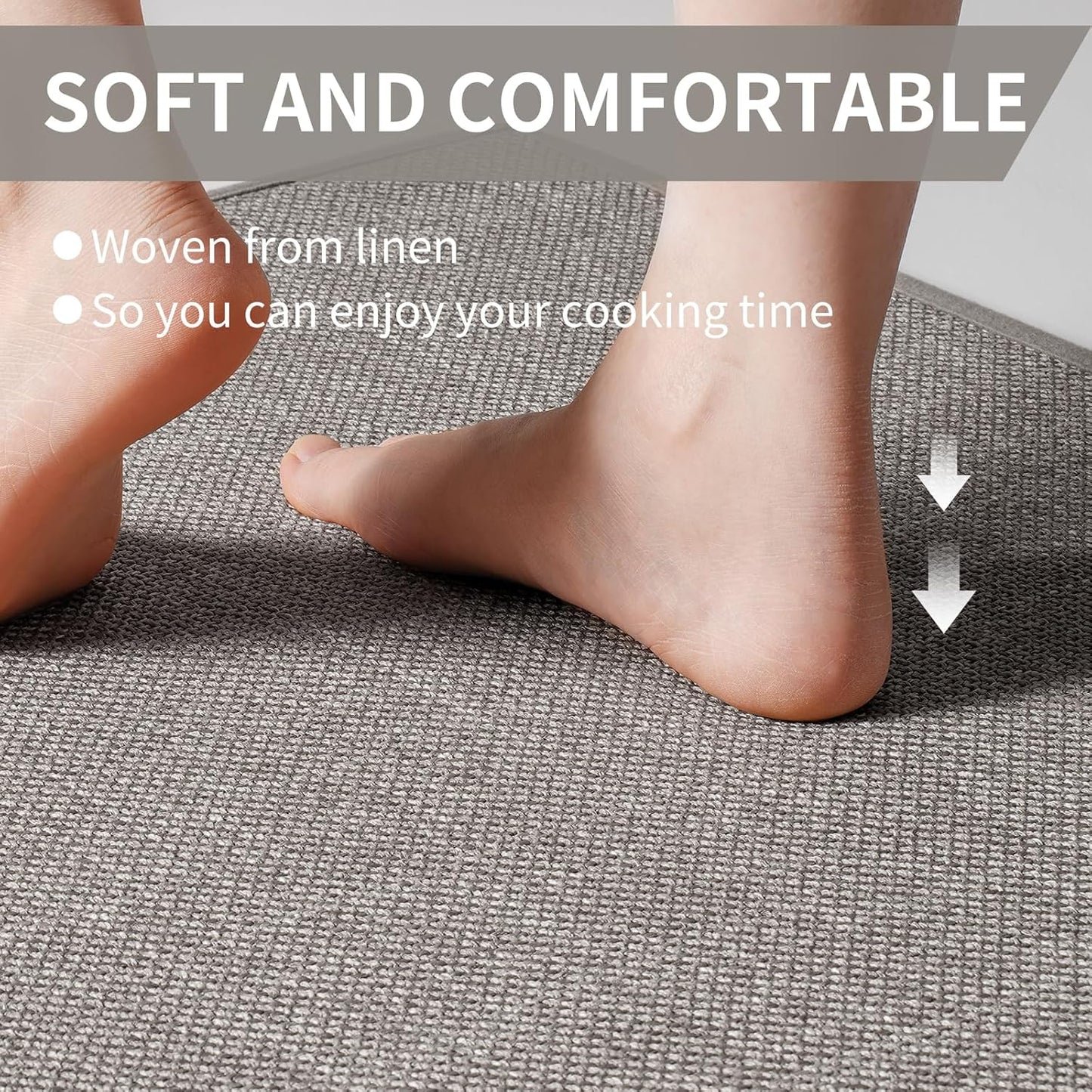 Water and Oil Absorbent Runner Rugs for Kitchen, Kitchen Mat in Front of Sink,Non-Slip Kitchen Rugs,Durable Imitation Linen Kitchen Mats，Kitchen Rug Runner Washable， 17x59 Gray Kitchen Rugs