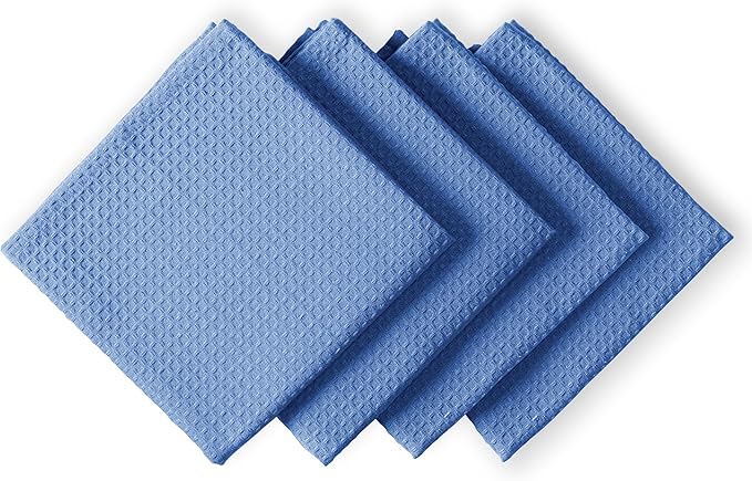 Sky Blue Waffle Kitchen Towels, 16x26 Inches, Absorbent, Durable, 100% Cotton, Soft, Quick Drying, Machine Washable, Perfect for Drying Dishes, Multipurpose Towels, Everyday Use, 4 Pack