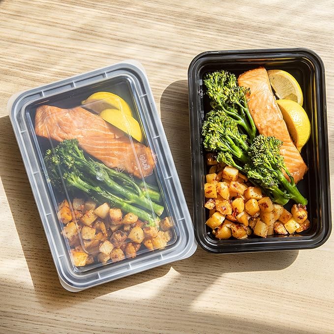 Igluu Meal Prep Containers [20 pack] - 1 Compartment with Airtight Lids - Plastic Food Storage Bento Box - BPA Free - Reusable Lunch Boxes - Microwavable, Freezer and Dishwasher Safe (28 oz)