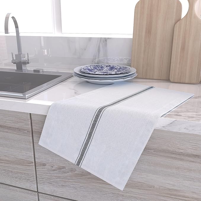 RIVERSTREAM Dish Towels - (Black, 15-Pack) 100% Cotton, 14 x 25 Inches, Super Absorbent, Reusable Cleaning Kitchen Dish Towels Set