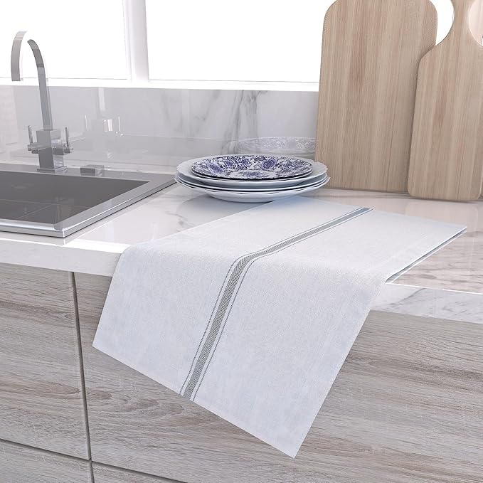RIVERSTREAM Dish Towels - (Gray, 15-Pack) 100% Cotton, 14 x 25 Inches, Super Absorbent, Reusable Cleaning Kitchen Dish Towels Set