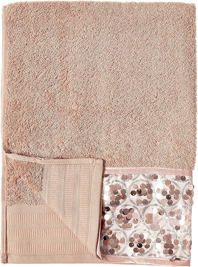 Zahari Home Sinatra Modern Bathroom Towel Set 3 Piece Towel Blush Bath Towel, Hand Towel and Wash Towel Luxury Contemporary Bling Blush Bath Towel Sets Soft Plush and Highly Absorbent
