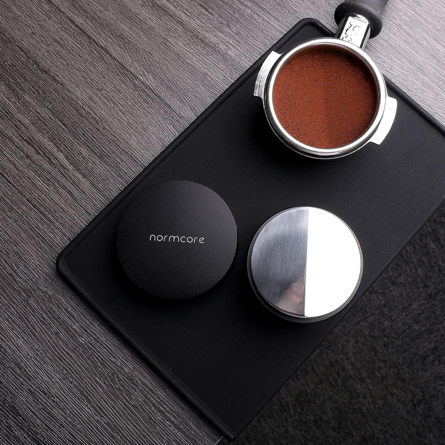 Normcore 58.5mm Coffee Distribution Tool - Espresso Coffee Leveler Tool for 58mm Portafilter - Barista Espresso Accessories - Adjustable Depth - Stainless Steel base - Distributor Stand