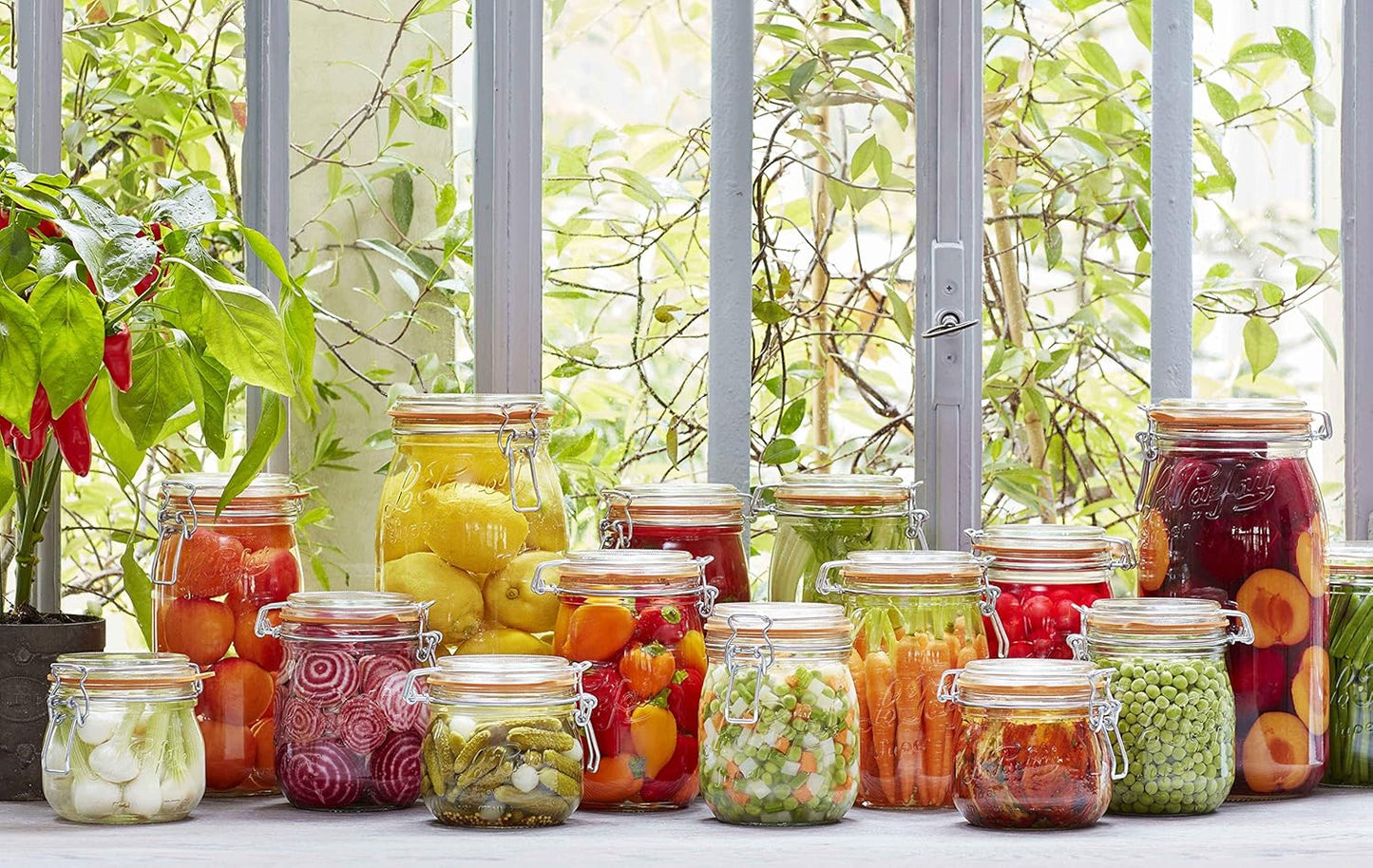 Le Parfait Super Jar - 3L French Glass Canning Jars, Wide Mouth, Airtight Lid (96oz/3 Quarts, 3 pk CP)