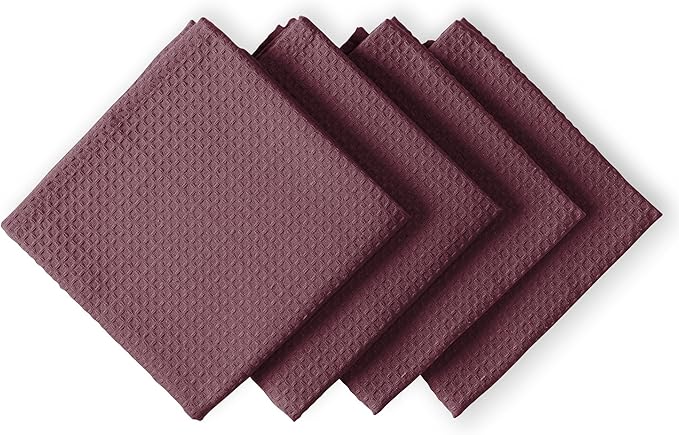 Burgundy Wine Waffle Kitchen Towels, 16x26 Inches, Absorbent, and Durable, 100% Cotton, Reusable, Quick Drying, Ideal for Drying Dishes, Cleaning, Multipurpose Use, 4 Pack