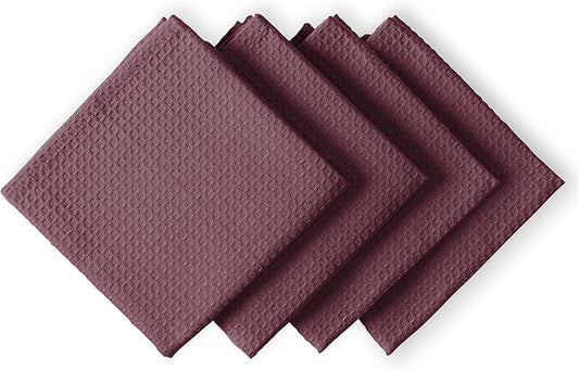 Burgundy Wine Waffle Kitchen Towels, 16x26 Inches, Absorbent, and Durable, 100% Cotton, Reusable, Quick Drying, Ideal for Drying Dishes, Cleaning, Multipurpose Use, 4 Pack