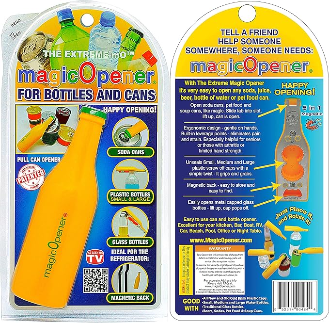 Open Soda & Water Plastic Caps EZ | Bottle Opener | Soup Pull Tab | Arthritis Helpers | Elderly | mO EXTREME | Fridge Magnets-Twist off Gift| Ergonomic | Weak Hands Help