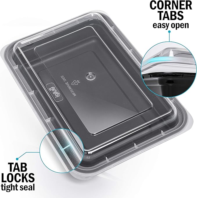 Igluu Meal Prep Containers [10 pack] 1 Compartment with Airtight Lids - Plastic Food Storage Bento Box - BPA Free - Reusable Lunch Boxes - Microwavable, Freezer and Dishwasher Safe (28 oz)